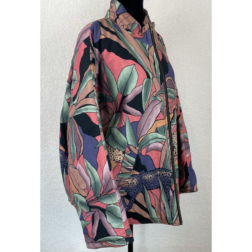 MARI + FÄTOU • Ayah Cats and Leaves Print Oversized Bomber Jacket, S/M - Picture 3 of 16